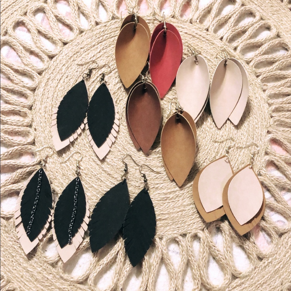 2 pairs Faux Suede leather earrings